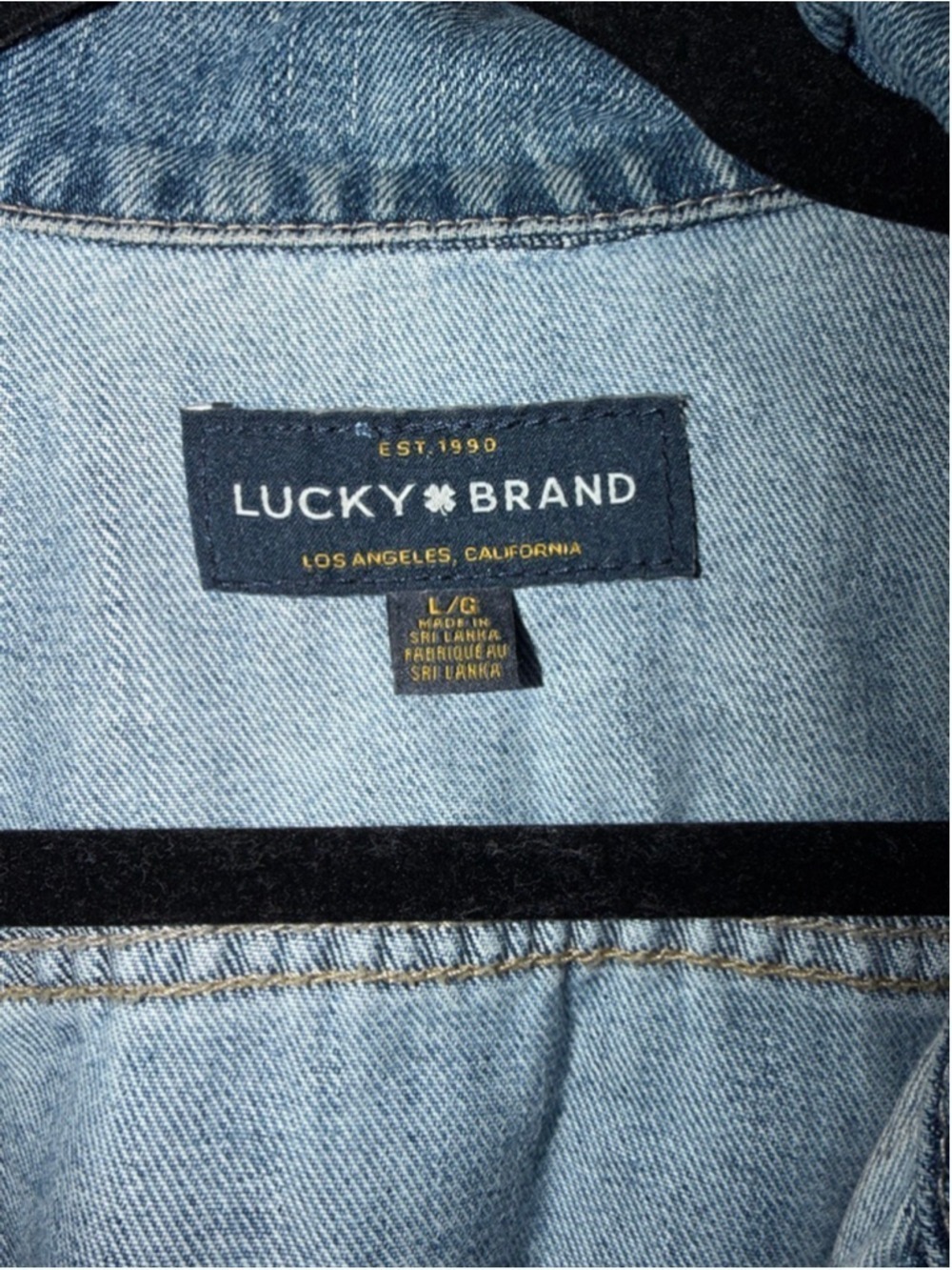 Lucky Brand Cropped Denim Jacket - Fringed Hem - Soft & Stretchy - Size Large - Picture 8 of 8